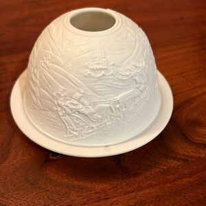 Bernardaud white porcelain Christmas themed fairy lamp.